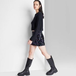 NWT Wild Fable Sequin Mini Skirt size XXL in black multi